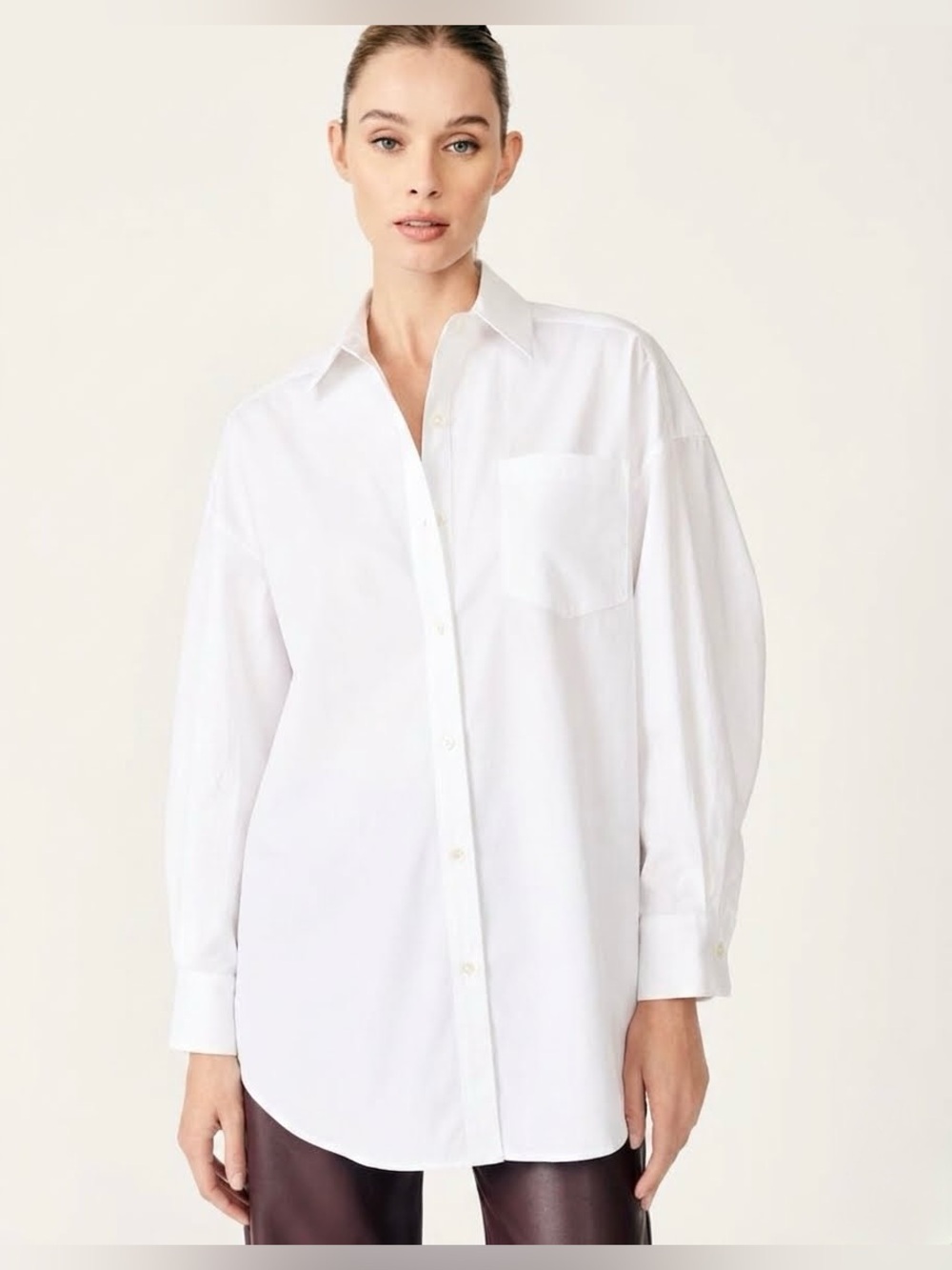 Dèluc Beloy White Oversized Baloon Sleeves Cotton Button Down Shirt Size M NWT - Picture 2 of 14